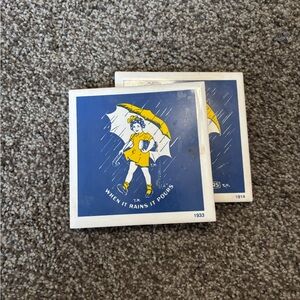 Vintage Coasters with Umbrella Design